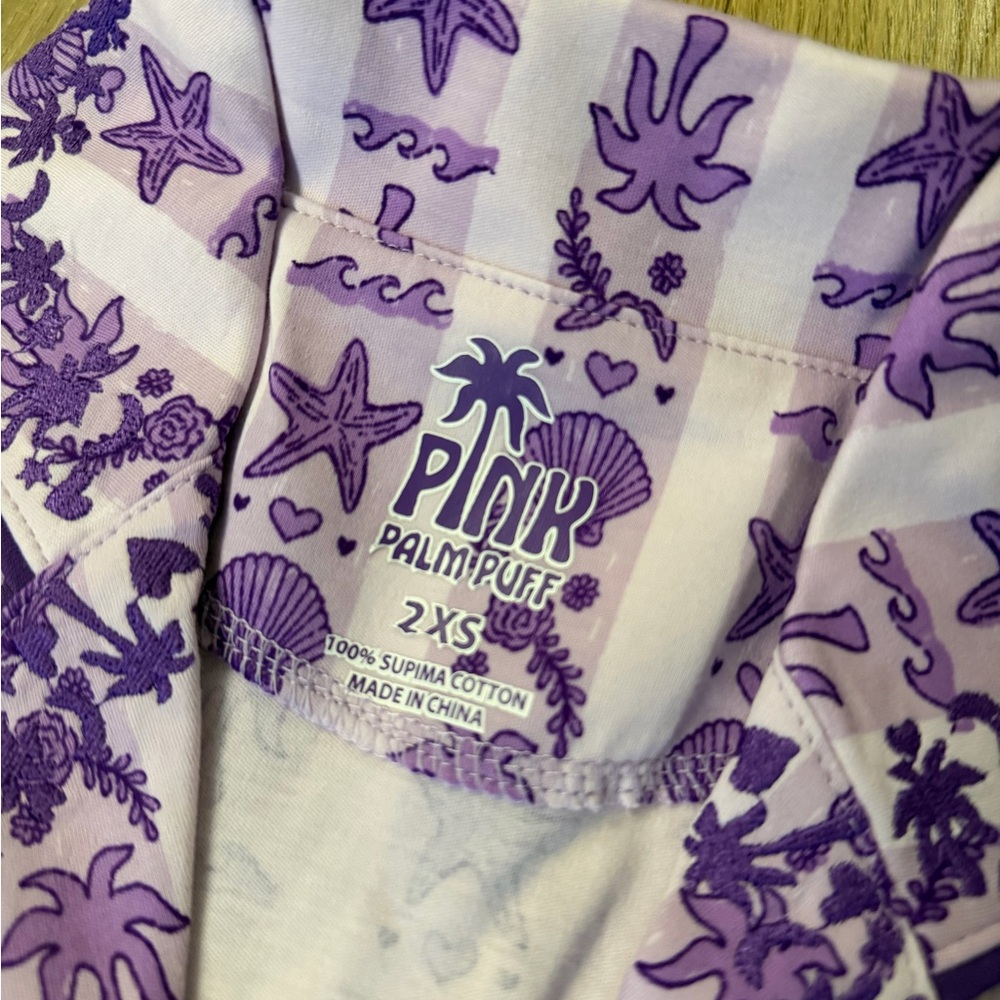 Purple and White Pink Palm Puff Pajama Set - Picture 2 of 2